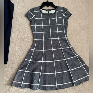 grey and white dress